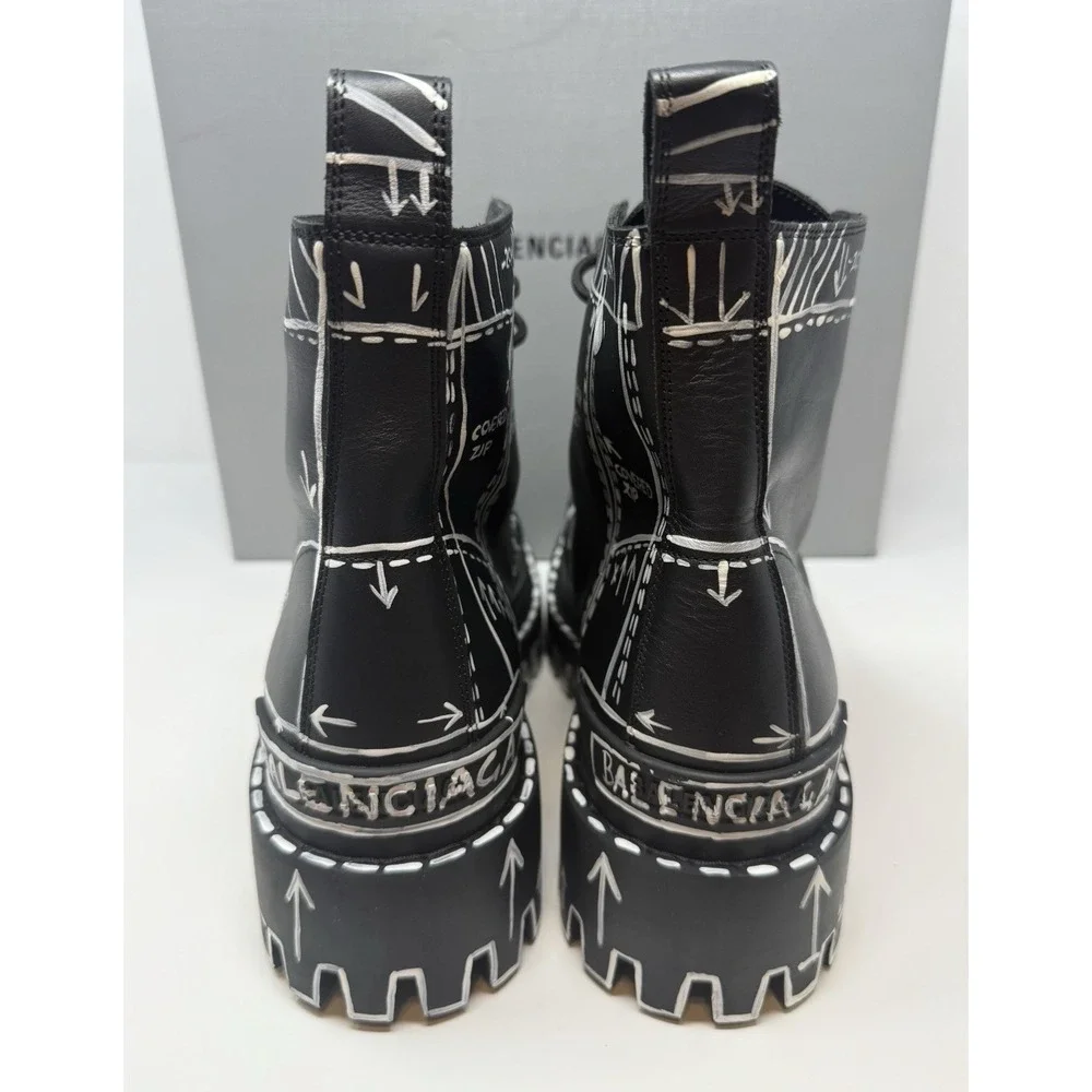 Balenciaga Strike Lace Up Graffiti Boots Size 9 US 42 EU - Picture 5 of 9